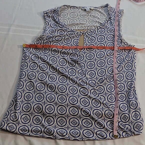 CAbi Size Small Sleeveless Navy and White Crossover Top - Picture 12 of 15